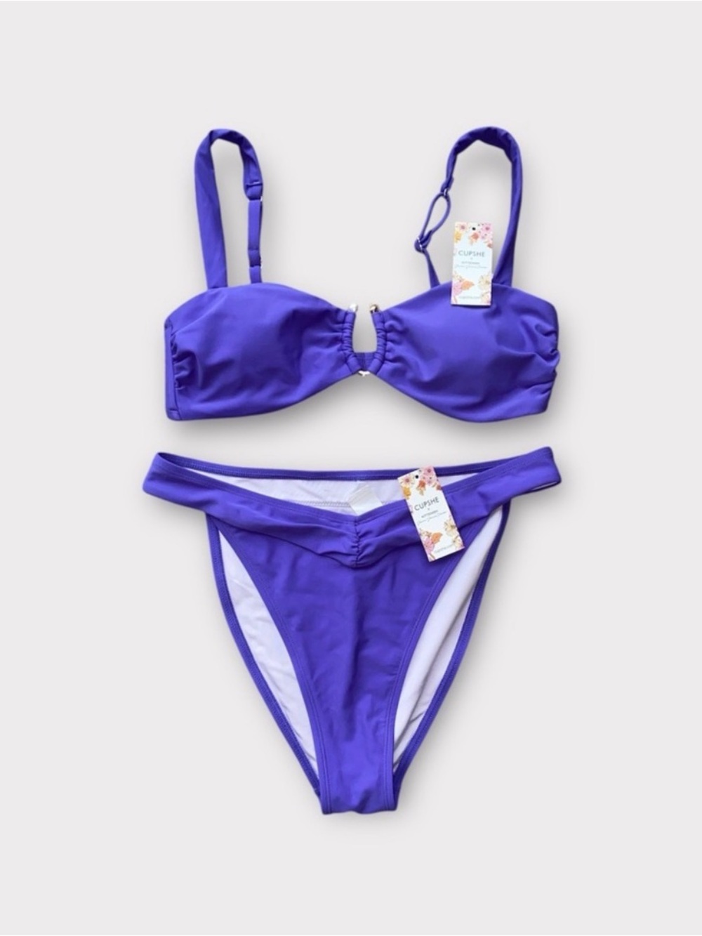 CULSHE X KITTENISH Bikini Warm Amethyst Purple Sz L Purple 2 pc M/ L - Picture 4 of 8